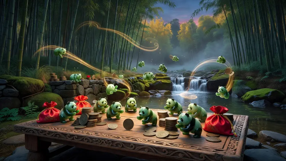 100 Pandas Slots Review - 100 Paylines, Stacked Wilds & Free Spins slot review theme illustration, AI-generated and not an in-game screenshot.