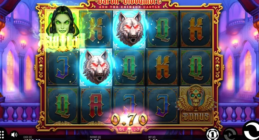 Baron Bloodmore — Gameplay screenshot — base reels