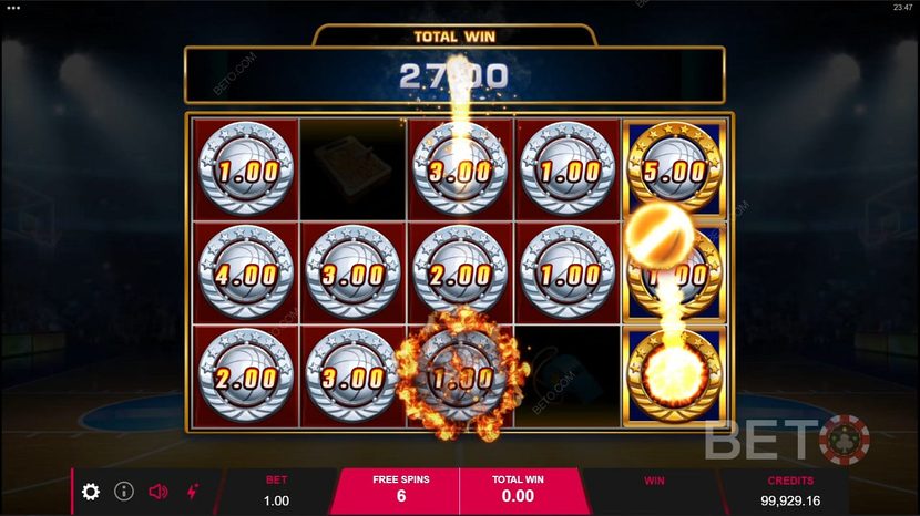Basketball slot — Free Spins round — 2x to 3x multiplier in play