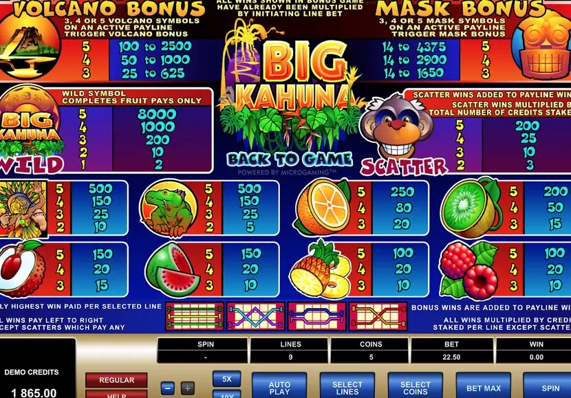 Big Kahuna — Game view — different reel state