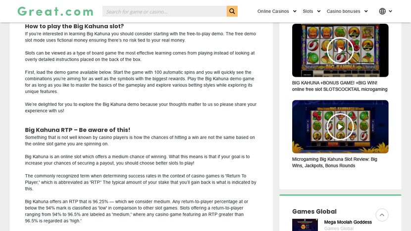 Big Kahuna — Bonus features in action