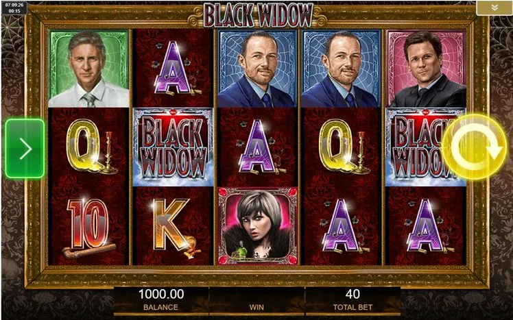 Black Widow slot — Super-stacked symbols filling an entire reel