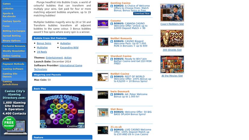 Bubble Craze — Paytable and symbol values