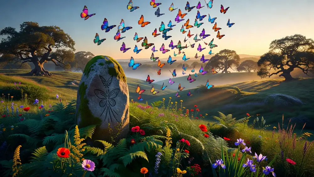 Butterfly Rise - Ultimate Rise Nudging Wilds & Hold & Spin Free Games slot review theme illustration, AI-generated and not an in-game screenshot.
