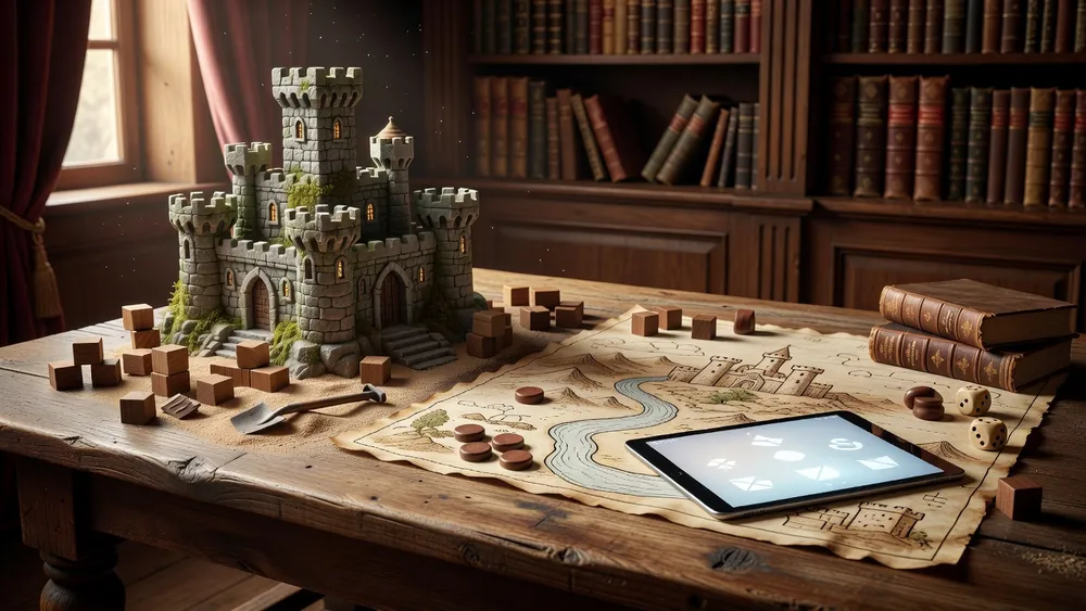 Castle Builder Slots: Rabcat Slot, Castle Builder 2, App & Board Game Explained slot review theme illustration, AI-generated and not an in-game screenshot.