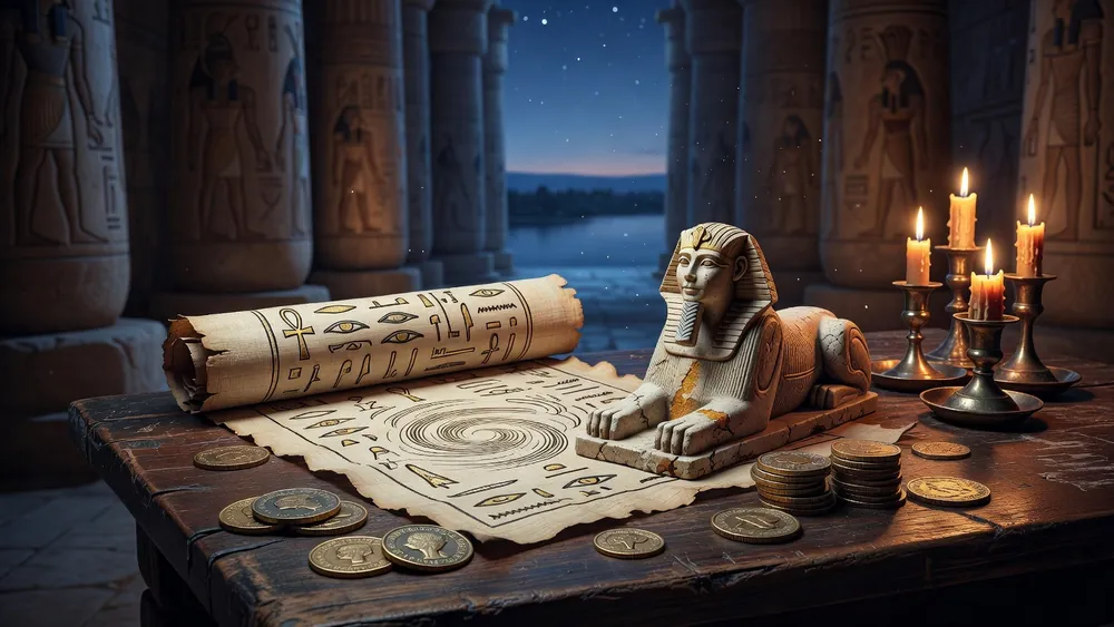 Cleopatra Slots Review - Wild Multipliers, Sphinx Scatters & Free Spins slot review theme illustration, AI-generated and not an in-game screenshot.