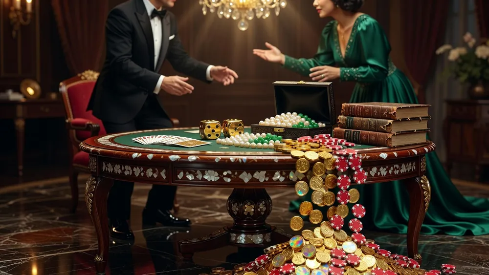 Crazy Rich Asians Slots Review - Cash-on-Reel Prizes, Choose Your Volatility & Metamorphic Jackpot slot review theme illustration, AI-generated and not an in-game screenshot.