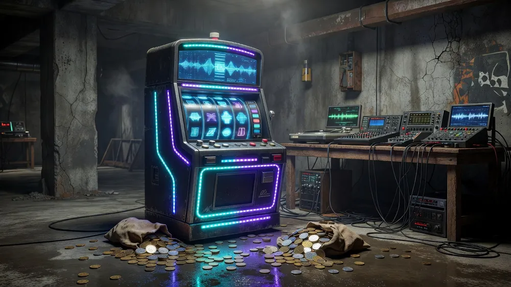 Dubstep Slots Review 2026: The Free Social Slots App, Coins & What It Actually Is slot review theme illustration, AI-generated and not an in-game screenshot.