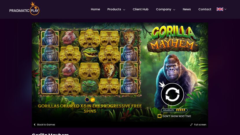 Gorilla Mayhem — Winning combination display