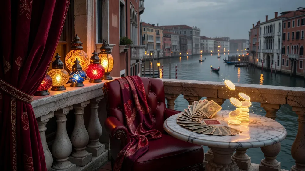 Hearts of Venice Slots Review - Hot Hot Super Respin, Free Spins & 50 Paylines slot review theme illustration, AI-generated and not an in-game screenshot.