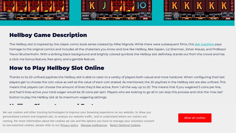 Hellboy — RTP and volatility breakdown view