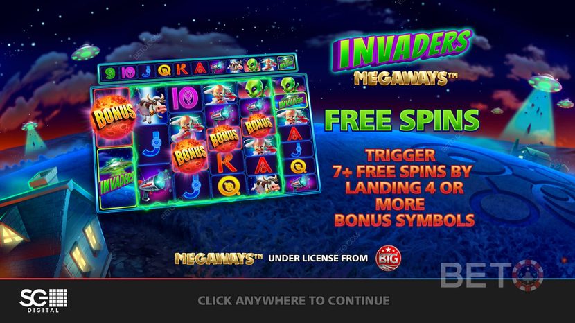 Invaders Megaways slot — Mythical Unicow feature — up to 1,000,000 ways