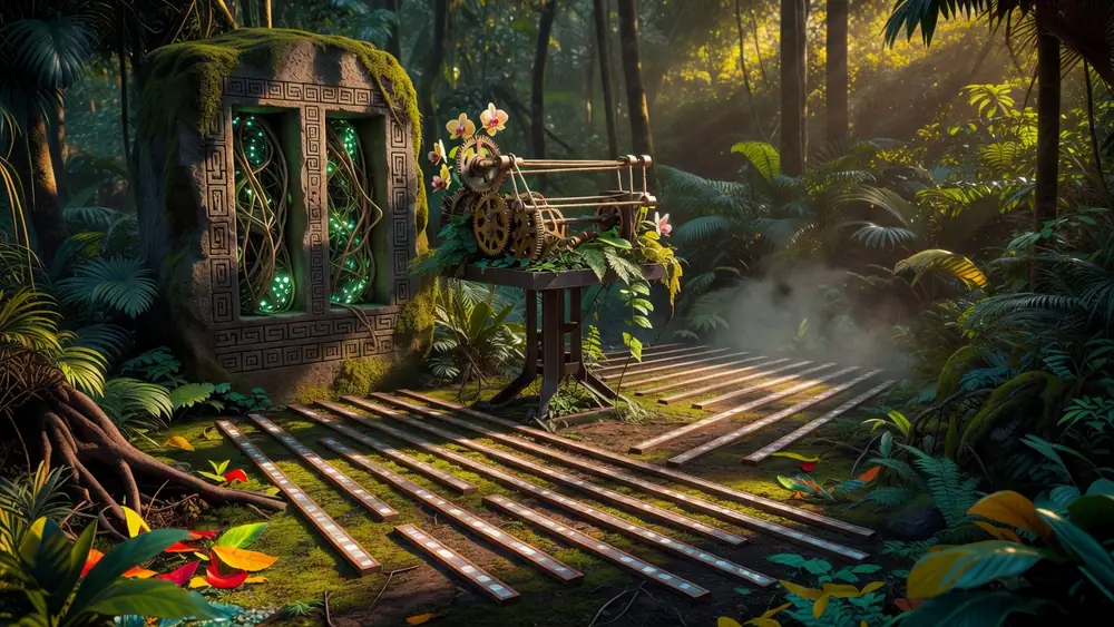 Jungle Wild Slots Review - Two Wild Reels, Free Spins & 30 Paylines slot review theme illustration, AI-generated and not an in-game screenshot.