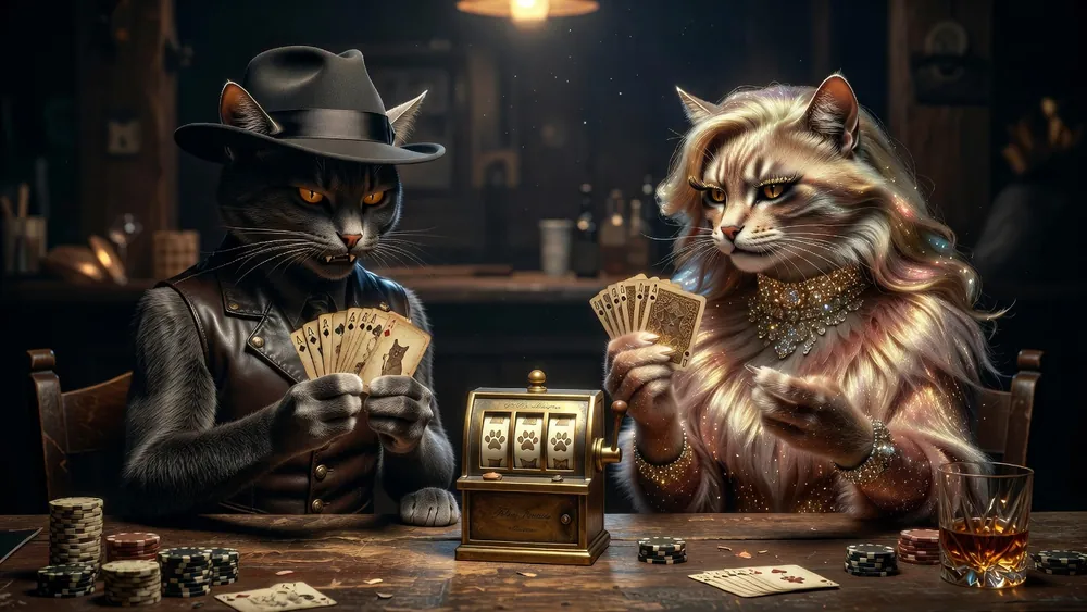 Kitty Slots: Miss Kitty vs Kitty Glitter, Which Cat Slot Do You Mean? slot review theme illustration, AI-generated and not an in-game screenshot.