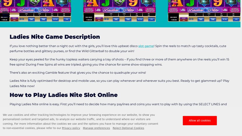 Ladies Nite — RTP and volatility breakdown view