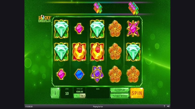 Lucky Emeralds slot — Base game — 10 paylines on a 5×3 Irish-themed grid