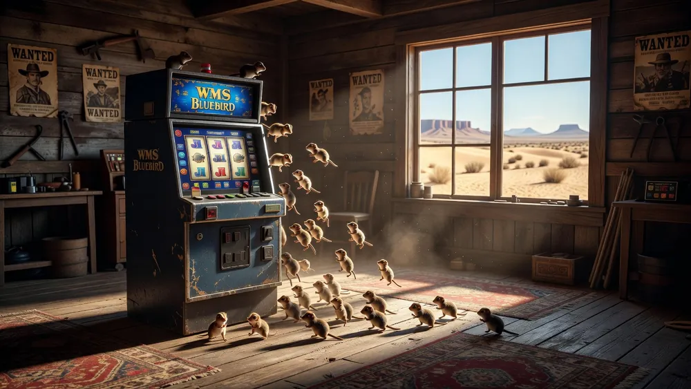Lucky Lemmings Slots Review 2026: WMS Bluebird Cabinet, Stampede Features & Where to Play slot review theme illustration, AI-generated and not an in-game screenshot.