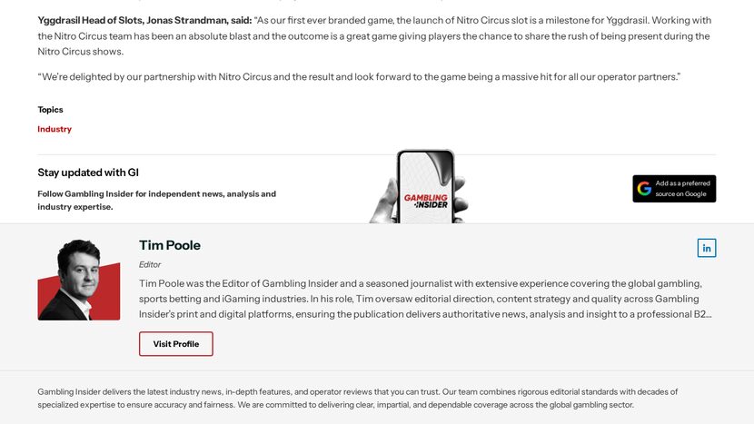 Nitro Circus — Game interface and provider view