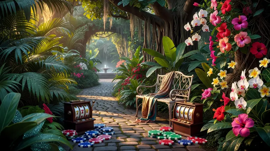 IGT Slots: Paradise Garden Review - 15 IGT PC Slots, Virtual Credits & No Real-Money Play slot review theme illustration, AI-generated and not an in-game screenshot.