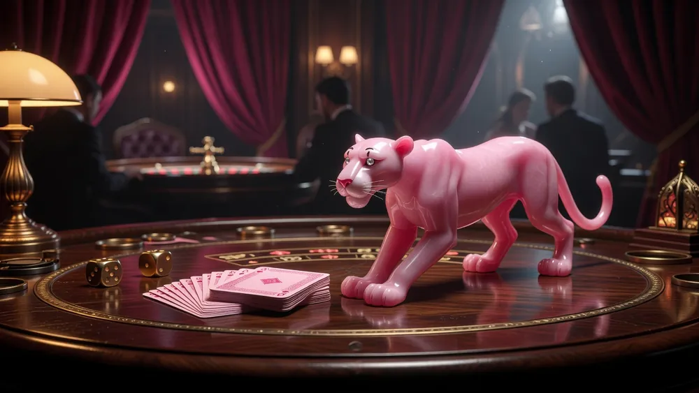 Pink Panther - Playtech's 40-Payline Game, Bonuses & Free Play slot review theme illustration, AI-generated and not an in-game screenshot.