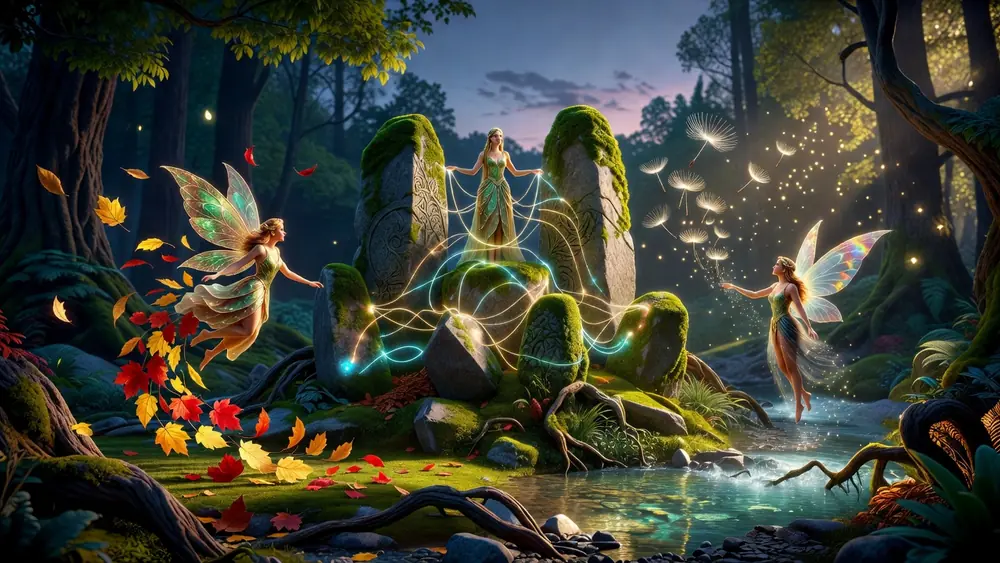 Pixies of the Forest Slots Review - 99 Paylines, Tumbling Reels & Free Spins slot review theme illustration, AI-generated and not an in-game screenshot.