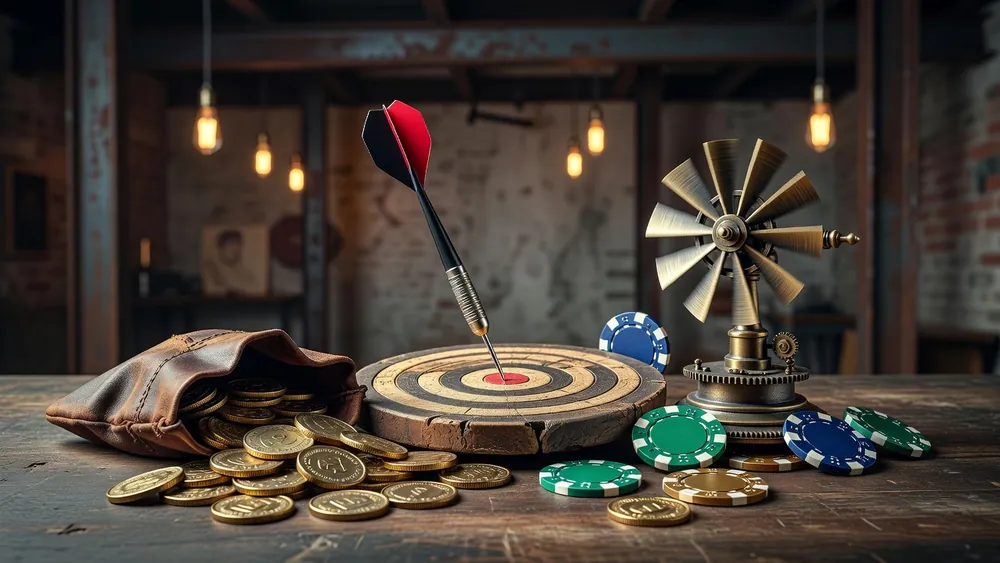 Power Strike Slots Review - Bullseye Bonus, Super Spins & Wild Multipliers slot review theme illustration, AI-generated and not an in-game screenshot.