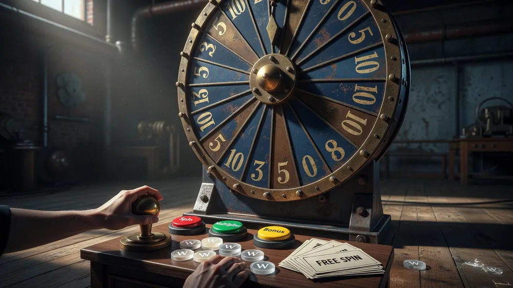Price is Right Slots Review - Big Wheel Bonus, Multiplier Wilds & Free Play slot review theme illustration, AI-generated and not an in-game screenshot.