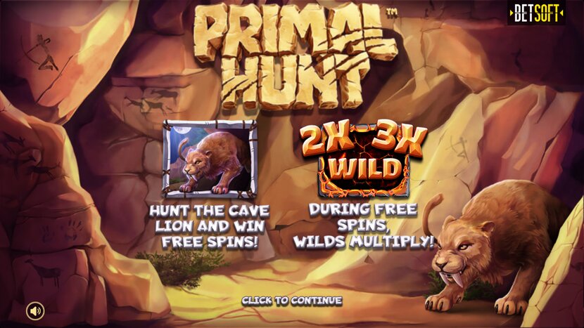 Primal Hunt slot — Base game reels and win lines
