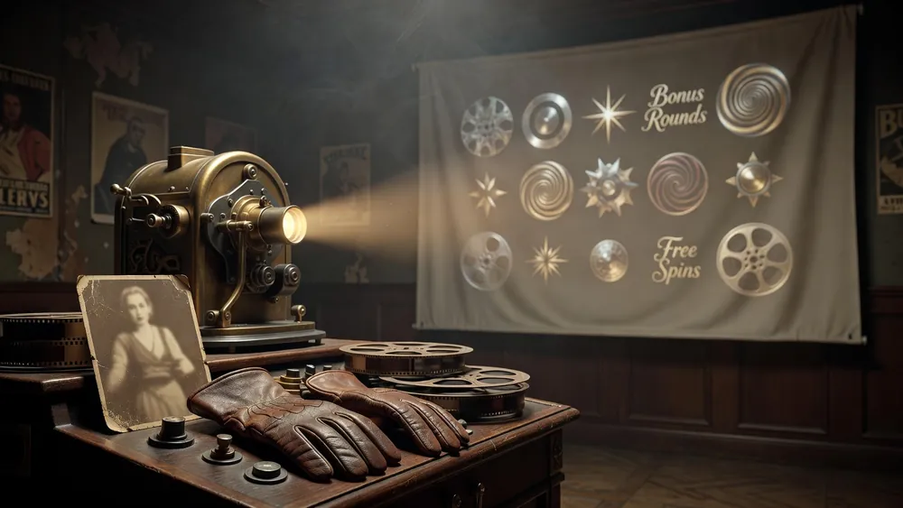 Silent Movie Slots Review - Free Spins, Bonus Rounds & 30 Paylines slot review theme illustration, AI-generated and not an in-game screenshot.
