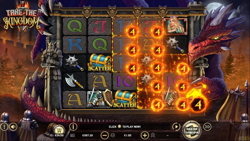 Take The Kingdom slot — Paytable and premium symbols