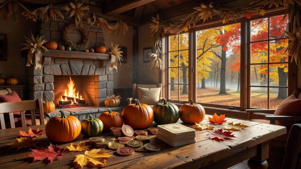 Thanksgiving Slots Review - Free Play, Features & Seasonal Fun slot review theme illustration, AI-generated and not an in-game screenshot.