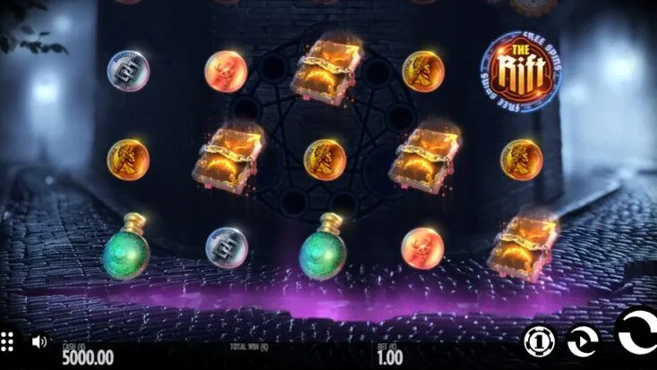 The Rift slot — Base game reels and win lines