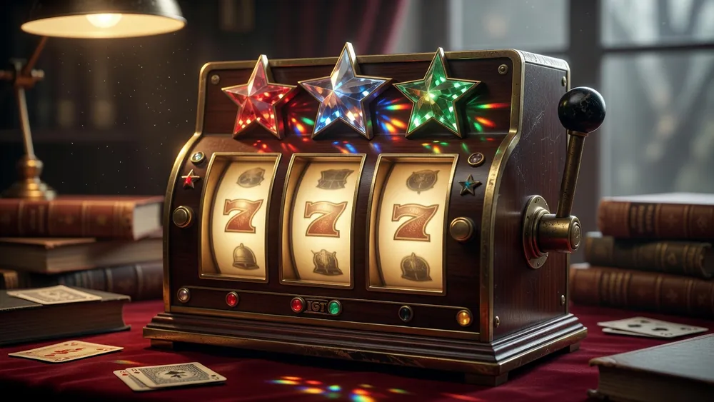 Triple Stars Slots Review - Classic 3-Reel Wild Multipliers & IGT Deluxe Version slot review theme illustration, AI-generated and not an in-game screenshot.