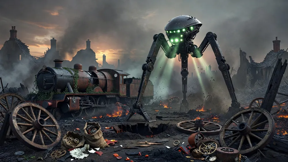 The War of the Worlds - Gameplay, Features & Free Play slot review theme illustration, AI-generated and not an in-game screenshot.