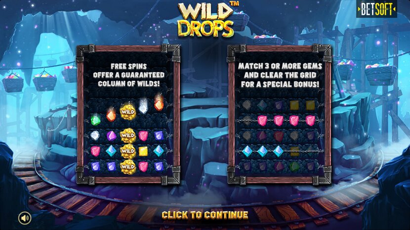 Wild Drops slot — Base game reels and win lines