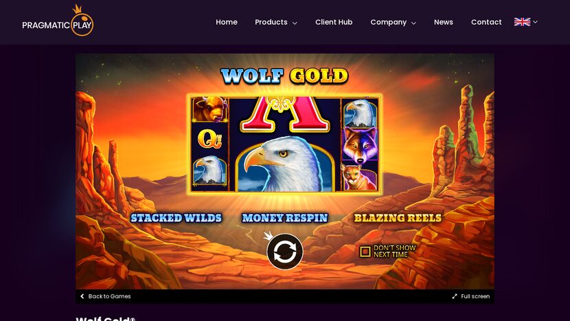 Wild Wolf — Game interface and provider view